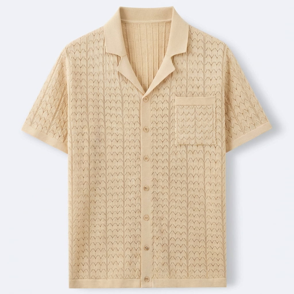 Polo de punto texturizado de manga corta para hombre-Shirts for men-Casaluzia