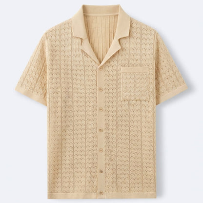 Polo de punto texturizado de manga corta para hombre-Shirts for men-Casaluzia
