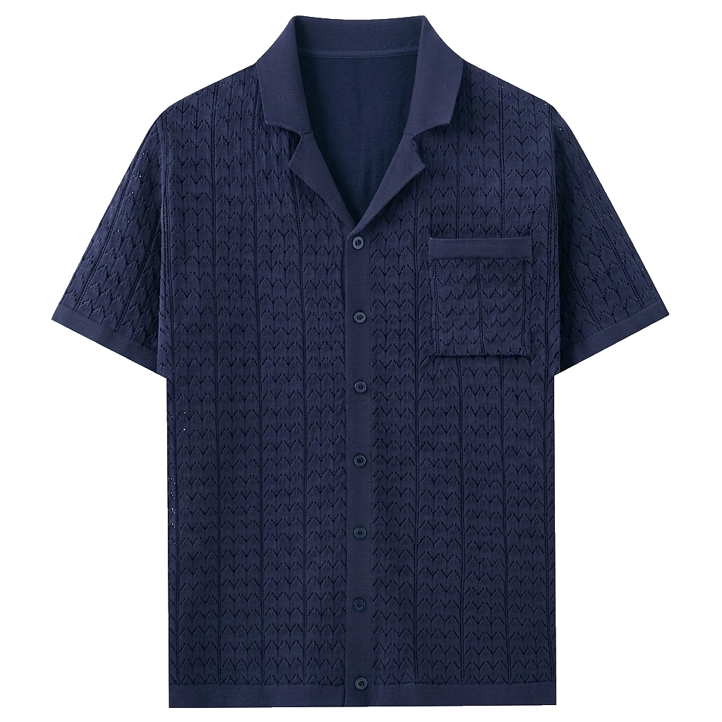 Polo de punto texturizado de manga corta para hombre-Shirts for men-Casaluzia