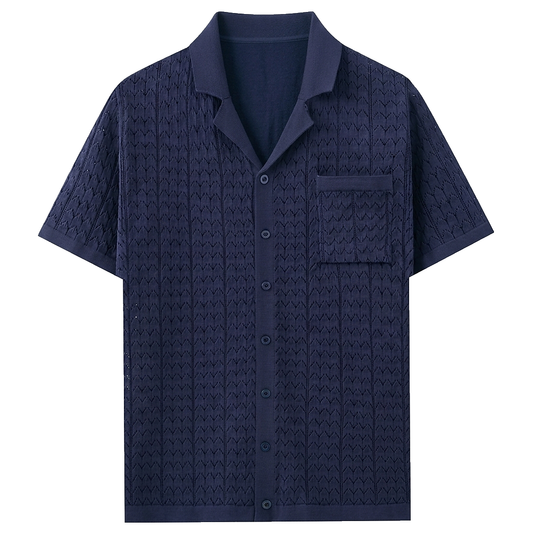 Polo de punto texturizado de manga corta para hombre-Shirts for men-Casaluzia