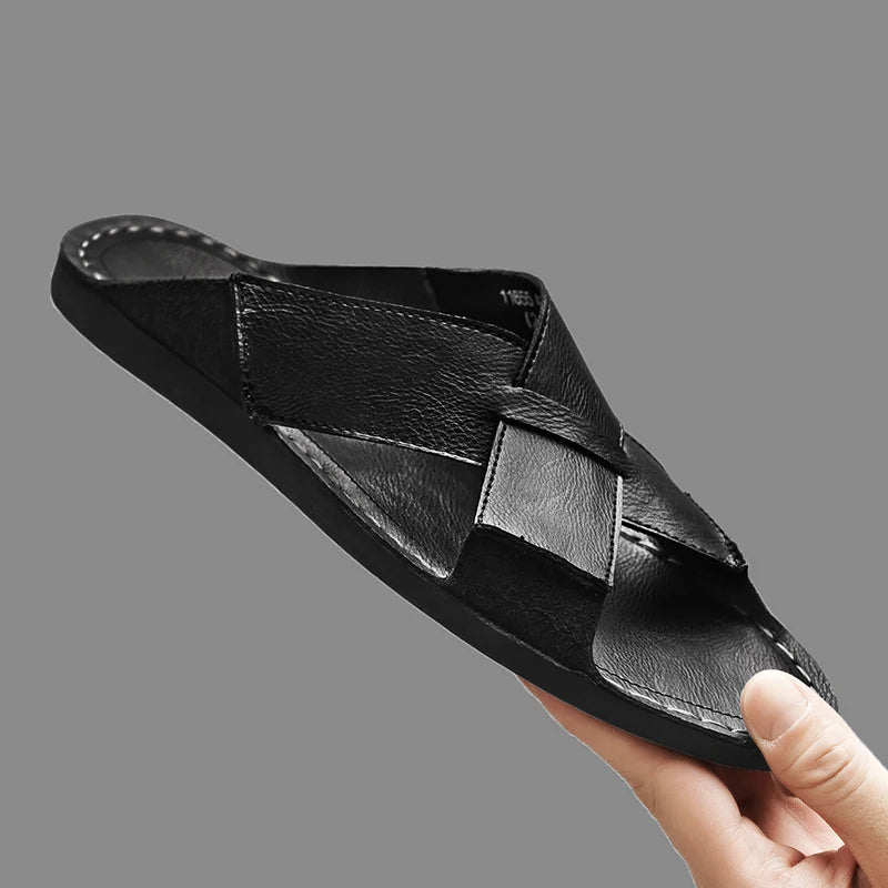 Sandalia de hombre abierta con tiras cruzadas-Footwear for men-Casaluzia