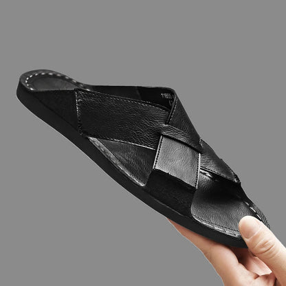Sandalia de hombre abierta con tiras cruzadas-Footwear for men-Casaluzia