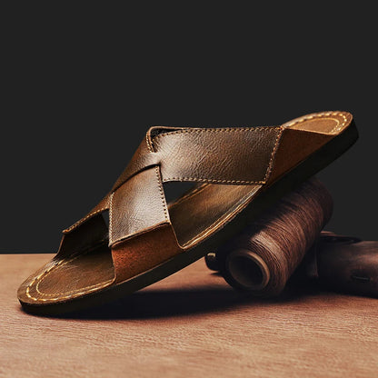 Sandalia de hombre abierta con tiras cruzadas-Footwear for men-Casaluzia