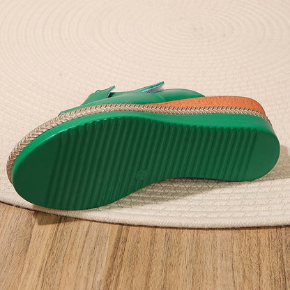 Sandalias de cuña para mujer con cierre de velcro-Footwear for women-Casaluzia