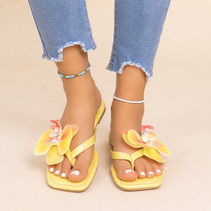 Sandalias de dedo con flores y punta cuadrada para mujer-Footwear for women-Casaluzia