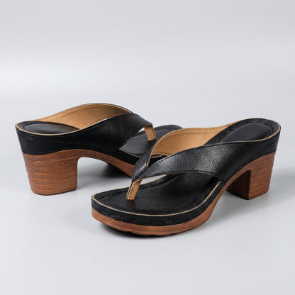 Sandalias de dedo con plataforma y tacón de bloque para mujer-Footwear for women-Casaluzia