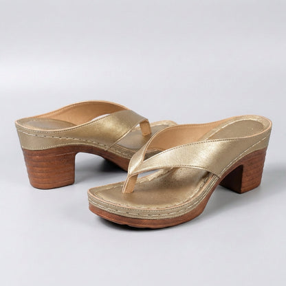 Sandalias de dedo con plataforma y tacón de bloque para mujer-Footwear for women-Casaluzia