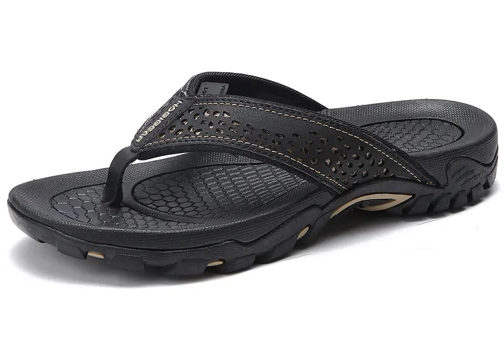 Sandalias de dedo para hombre con tira perforada-Footwear for men-Casaluzia