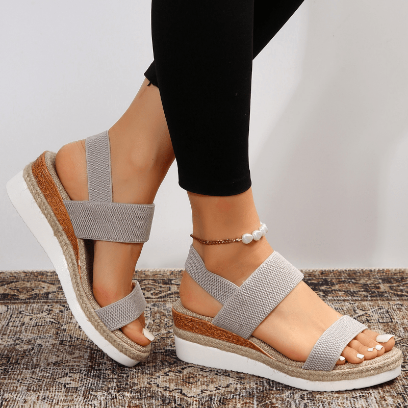 Sandalias de mujer con plataforma de textura trenzada y correas elásticas-Footwear for women-Casaluzia