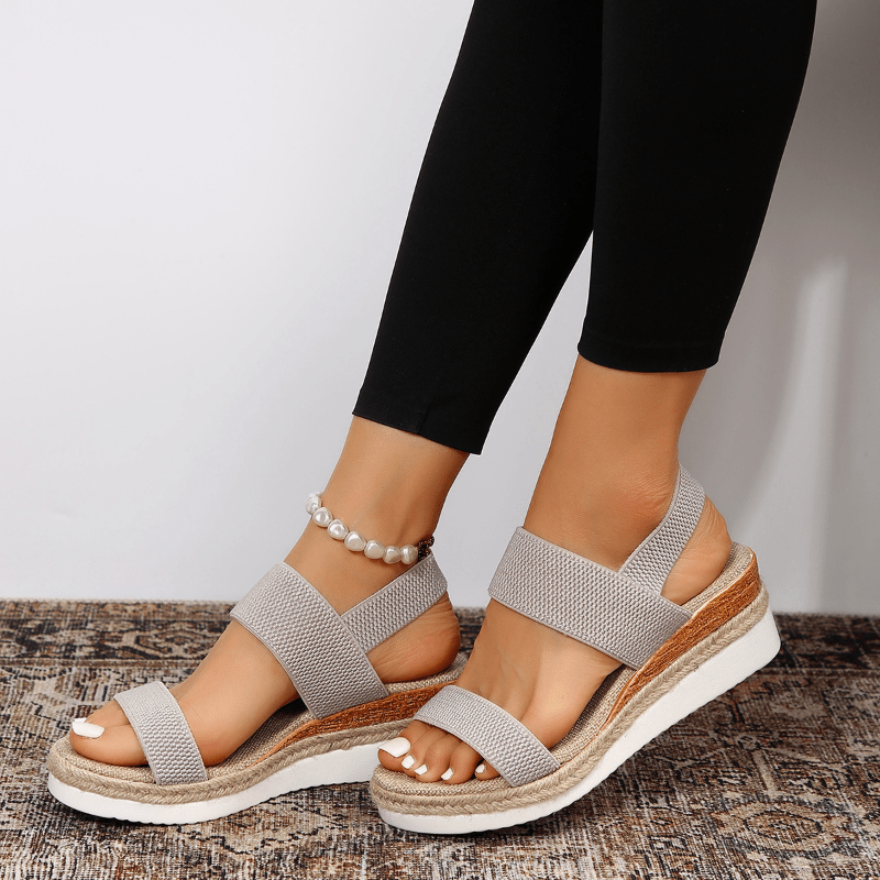 Sandalias de mujer con plataforma de textura trenzada y correas elásticas-Footwear for women-Casaluzia