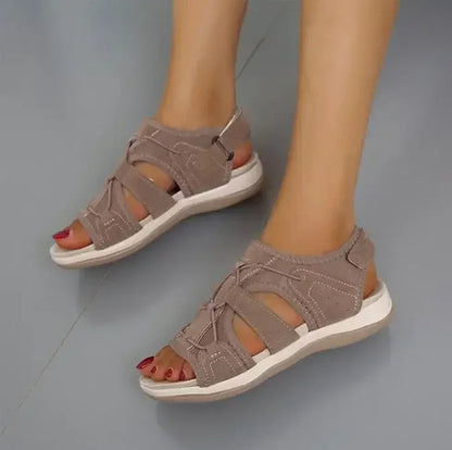 Sandalias de mujer con punta abierta y correa elástica en el talón-Footwear for women-Casaluzia