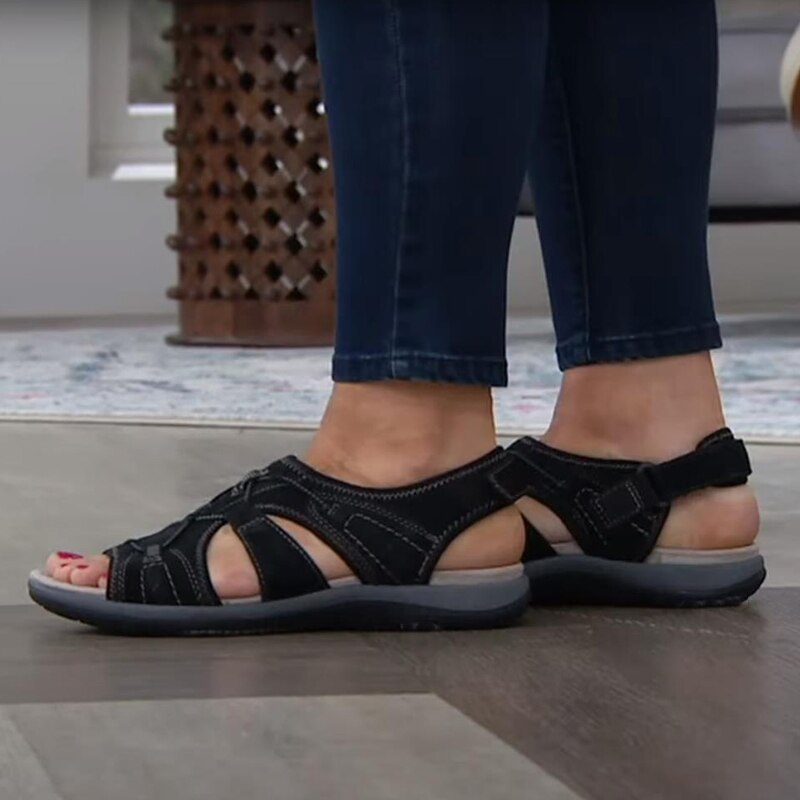 Sandalias de mujer con punta abierta y correa elástica en el talón-Footwear for women-Casaluzia