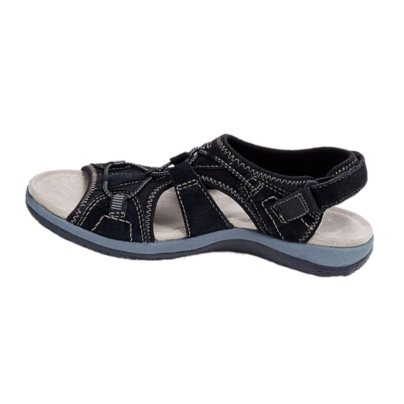 Sandalias de mujer con punta abierta y correa elástica en el talón-Footwear for women-Casaluzia