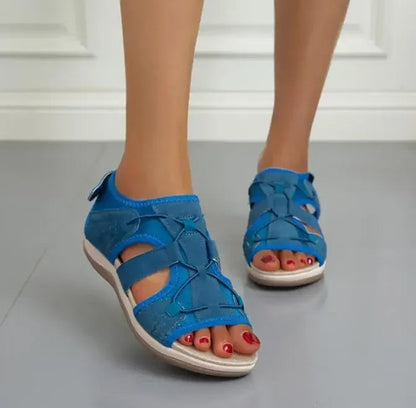 Sandalias de mujer con punta abierta y correa elástica en el talón-Footwear for women-Casaluzia
