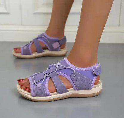 Sandalias de mujer con punta abierta y correa elástica en el talón-Footwear for women-Casaluzia