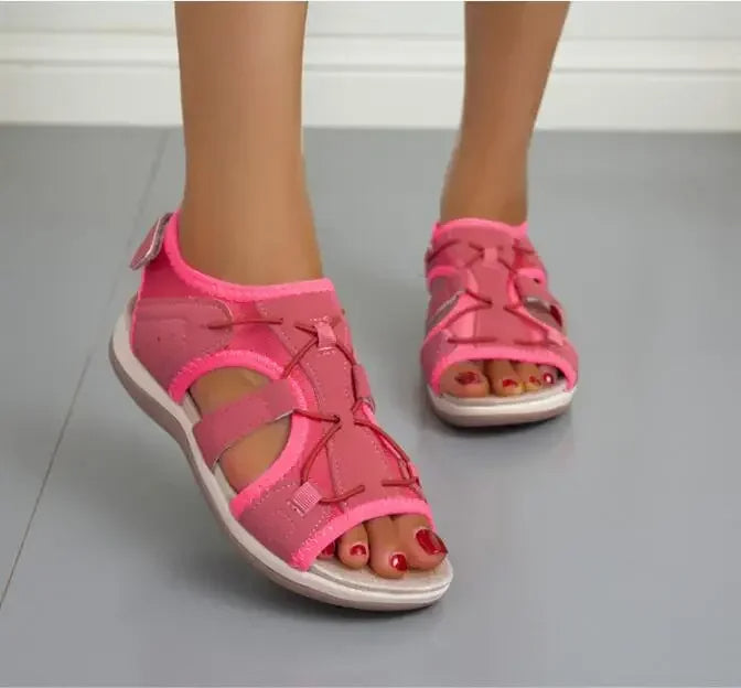 Sandalias de mujer con punta abierta y correa elástica en el talón-Footwear for women-Casaluzia