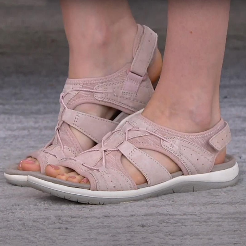 Sandalias de mujer con punta abierta y correa elástica en el talón-Footwear for women-Casaluzia