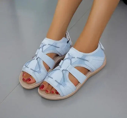Sandalias de mujer con punta abierta y correa elástica en el talón-Footwear for women-Casaluzia