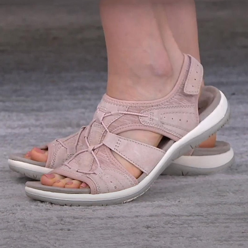 Sandalias de mujer con punta abierta y correa elástica en el talón-Footwear for women-Casaluzia
