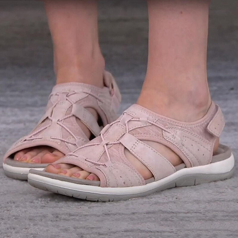 Sandalias de mujer con punta abierta y correa elástica en el talón-Footwear for women-Casaluzia