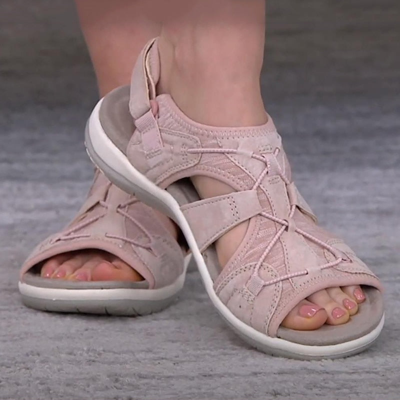 Sandalias de mujer con punta abierta y correa elástica en el talón-Footwear for women-Casaluzia