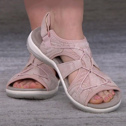 Sandalias de mujer con punta abierta y correa elástica en el talón-Footwear for women-Casaluzia