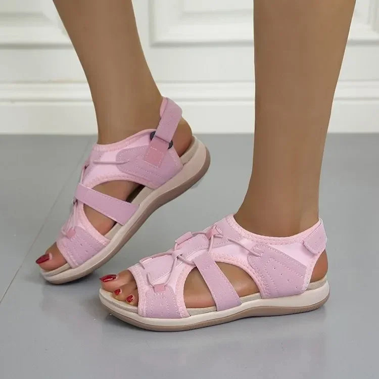 Sandalias de mujer con punta abierta y correa elástica en el talón-Footwear for women-Casaluzia