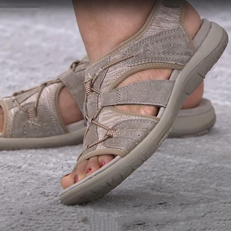 Sandalias de mujer con punta abierta y correa elástica en el talón-Footwear for women-Casaluzia