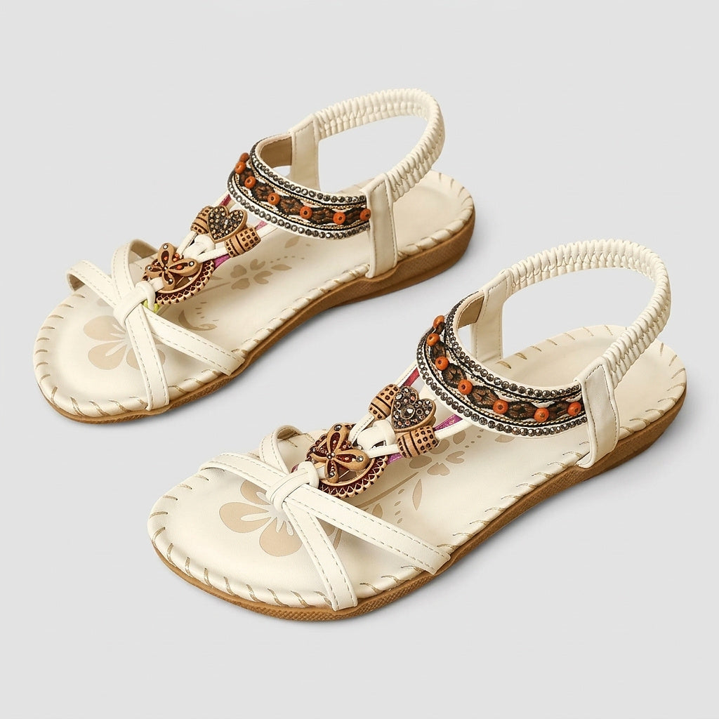Sandalias planas con tira en T y adornos para mujer-Footwear for women-Casaluzia