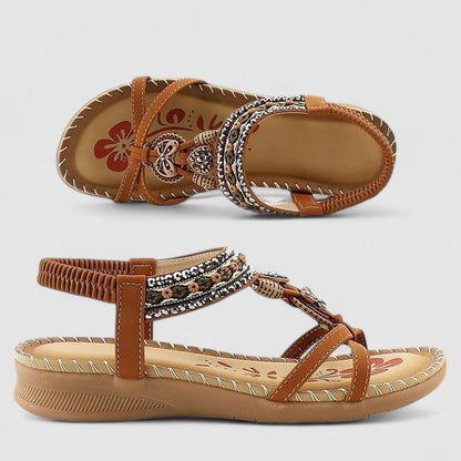 Sandalias planas con tira en T y adornos para mujer-Footwear for women-Casaluzia