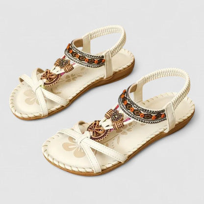 Sandalias planas con tira en T y adornos para mujer-Footwear for women-Casaluzia