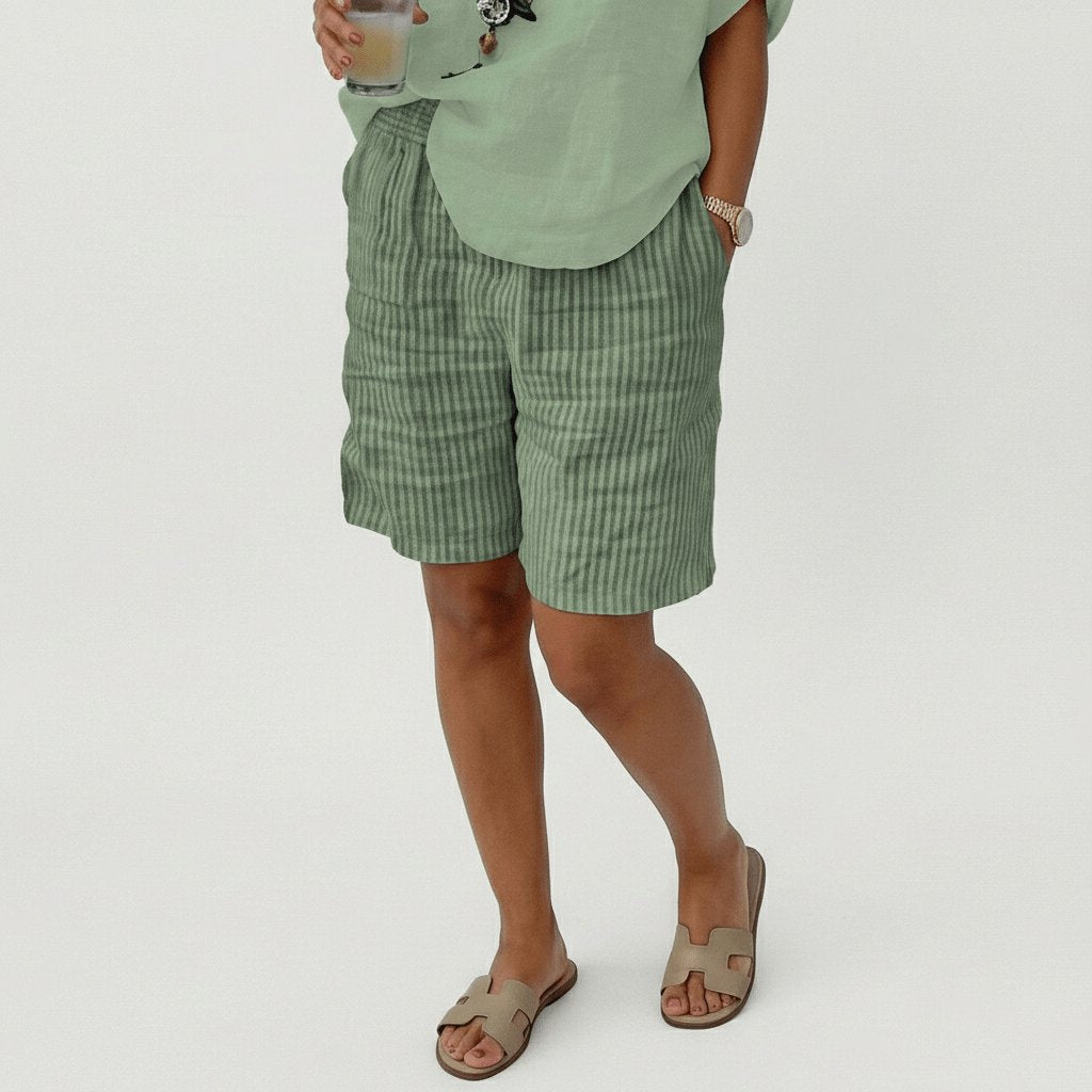 Shorts de rayas de corte relajado para mujer-Shorts for women-Casaluzia