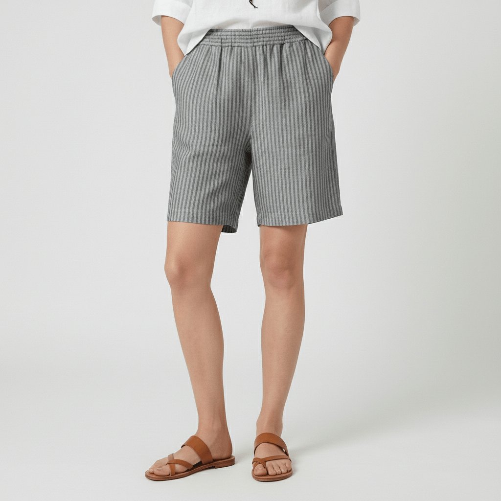 Shorts de rayas de corte relajado para mujer-Shorts for women-Casaluzia