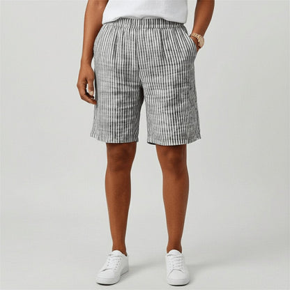 Shorts de rayas de corte relajado para mujer-Shorts for women-Casaluzia