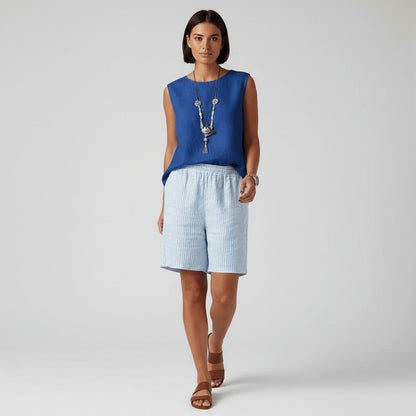 Shorts de rayas de corte relajado para mujer-Shorts for women-Casaluzia