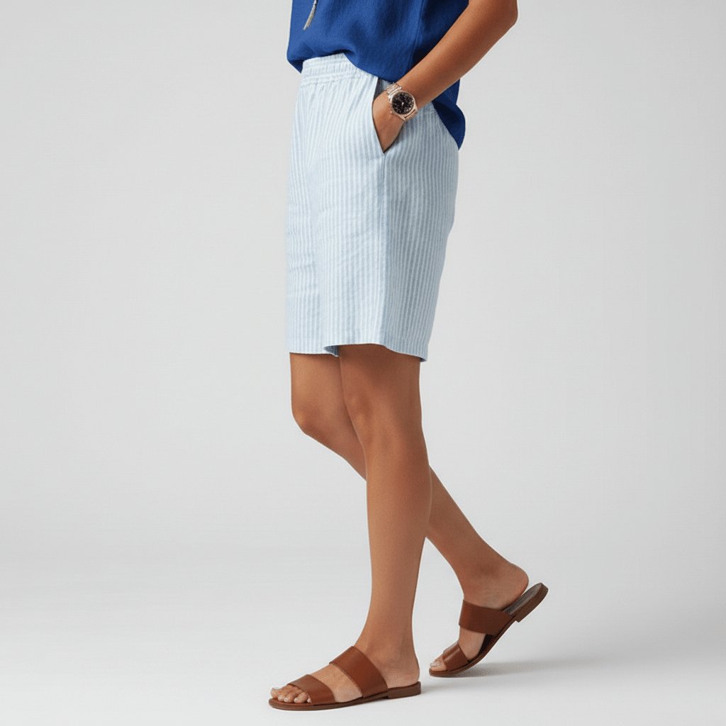 Shorts de rayas de corte relajado para mujer-Shorts for women-Casaluzia