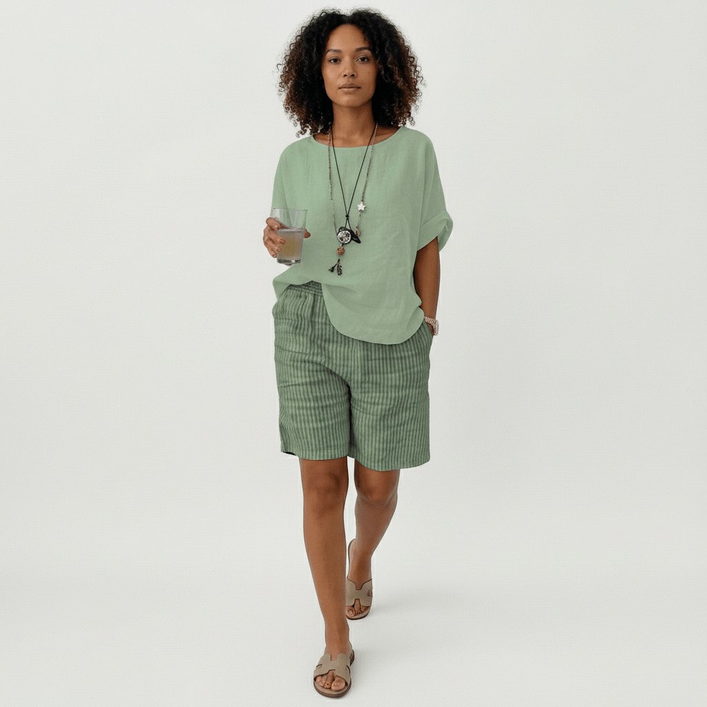 Shorts de rayas de corte relajado para mujer-Shorts for women-Casaluzia