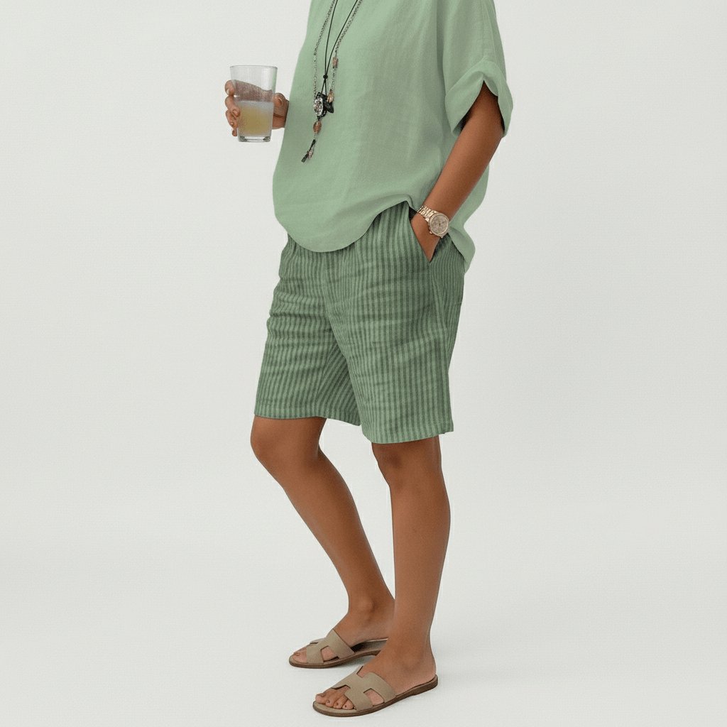 Shorts de rayas de corte relajado para mujer-Shorts for women-Casaluzia
