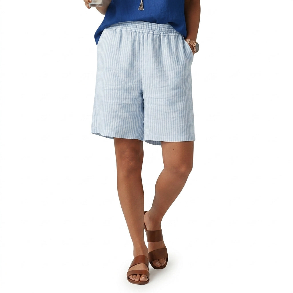Shorts de rayas de corte relajado para mujer-Shorts for women-Casaluzia