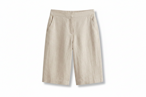 Shorts de tiro alto hasta la rodilla para mujer con bolsillos inclinados