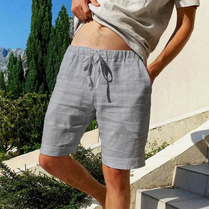 Shorts para Hombre con Cintura de Cordón Ajustable y Bolsillos Laterales-Shorts for men-Casaluzia