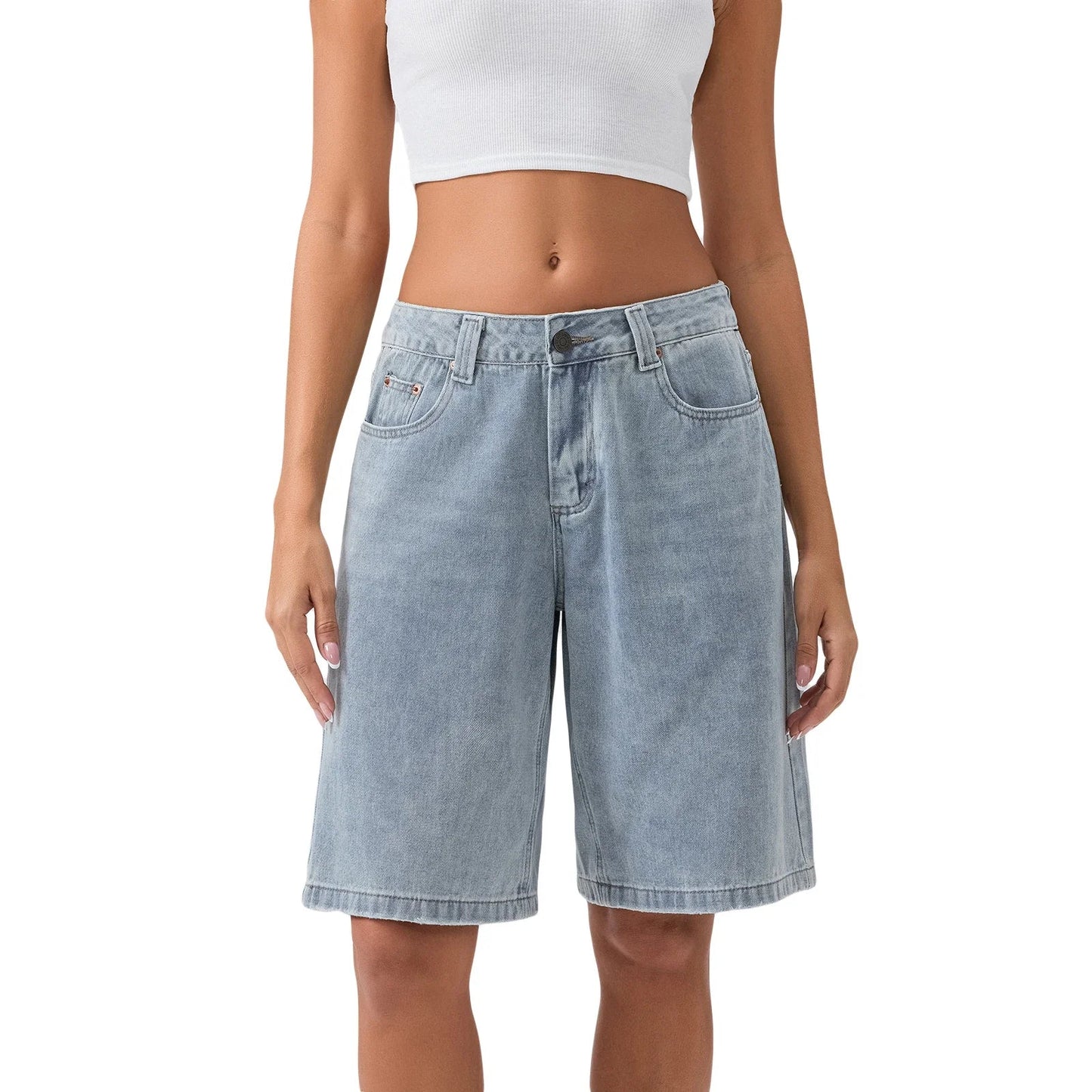 Shorts vaqueros de tiro bajo para mujer-Shorts for women-Casaluzia