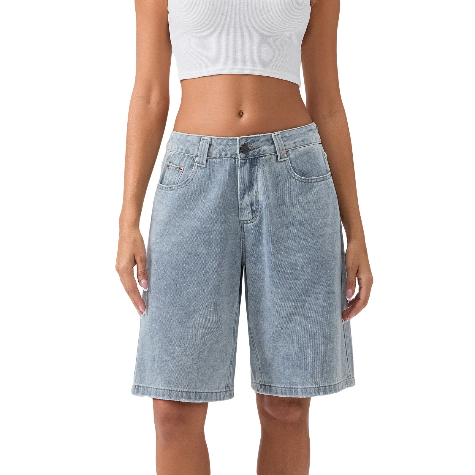 Shorts vaqueros de tiro bajo para mujer-Shorts for women-Casaluzia