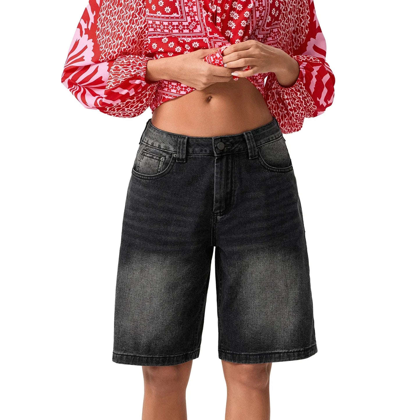 Shorts vaqueros de tiro bajo para mujer-Shorts for women-Casaluzia
