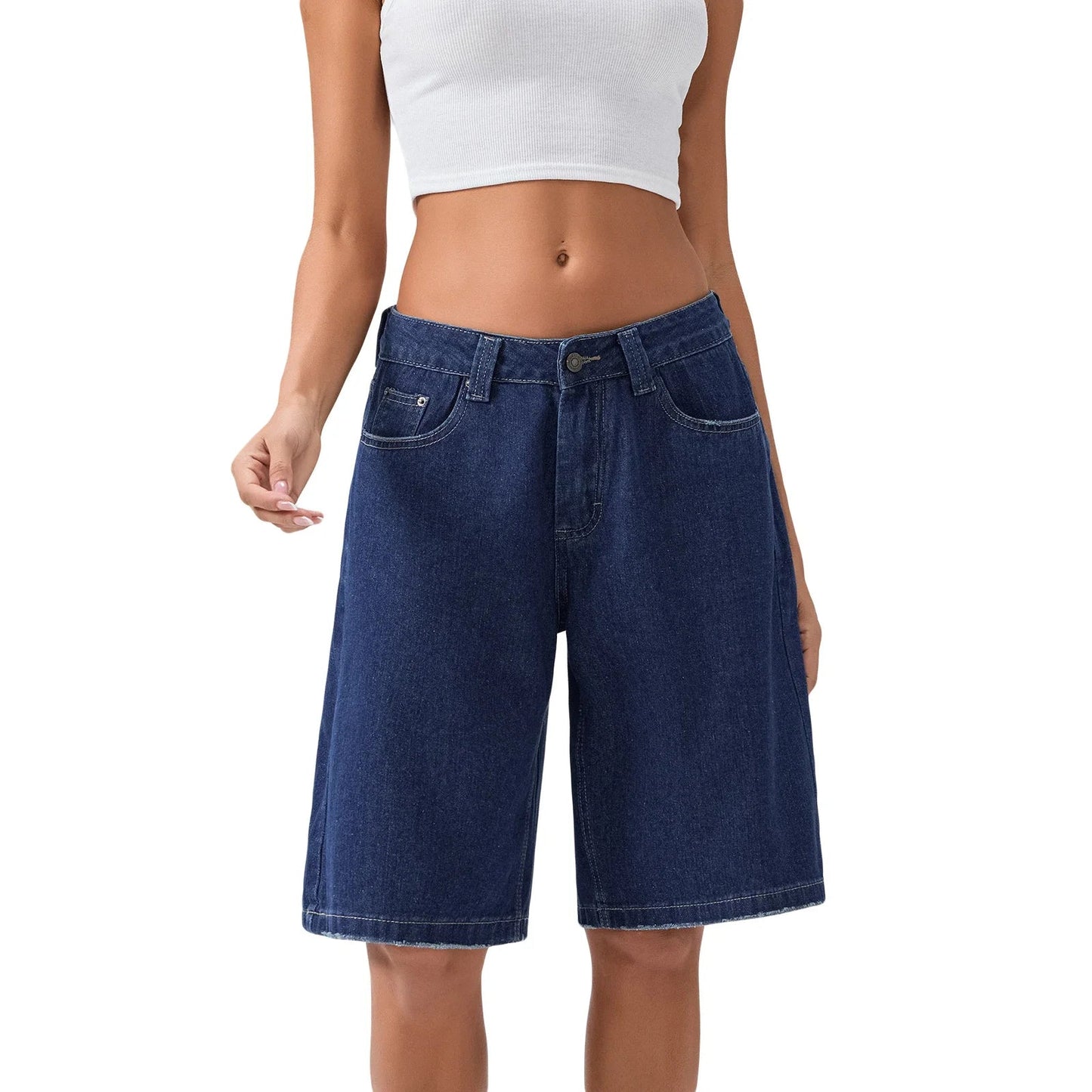 Shorts vaqueros de tiro bajo para mujer-Shorts for women-Casaluzia