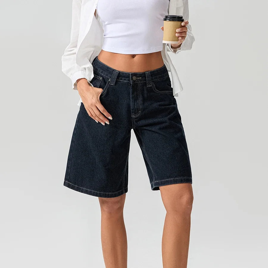 Shorts vaqueros de tiro bajo para mujer-Shorts for women-Casaluzia