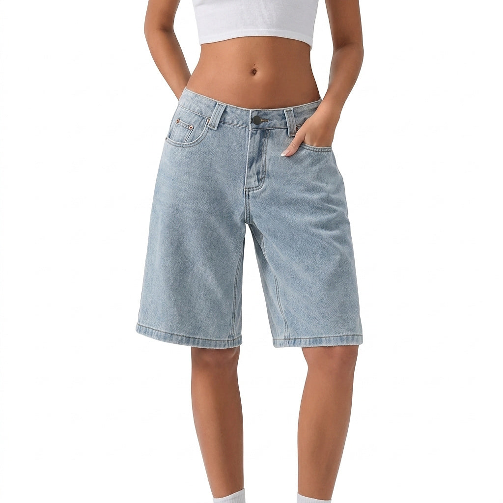Shorts vaqueros de tiro bajo para mujer-Shorts for women-Casaluzia