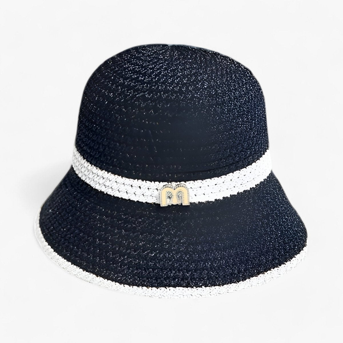 Sombrero de paja trenzada para mujer con banda de logotipo-Accessories for Women-Casaluzia