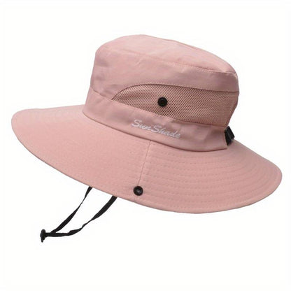 Sombrero de sol de ala ancha para mujer con abertura para coleta-Accessories for Women-Casaluzia