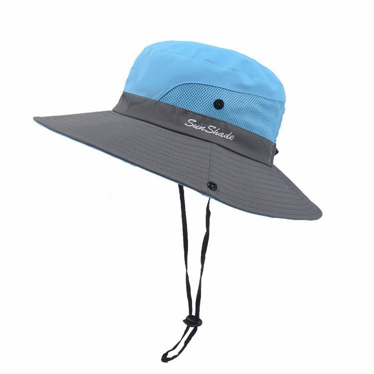 Sombrero de sol de ala ancha para mujer con abertura para coleta-Accessories for Women-Casaluzia